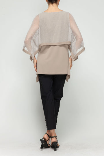 Taupe Poncho Layer Top